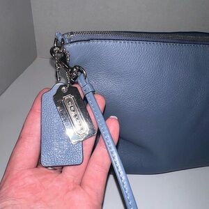Coach Light Blue Leather Wristlet